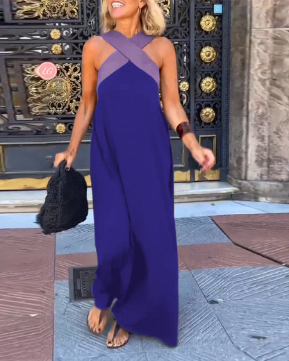 Vestido sin mangas con cuello halter cruzado