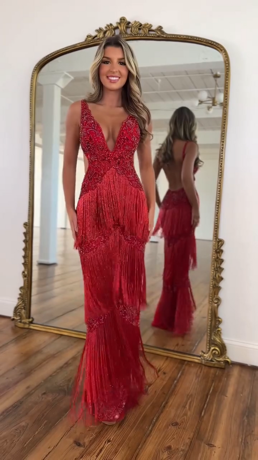 Vestido Largo de Flecos Anais